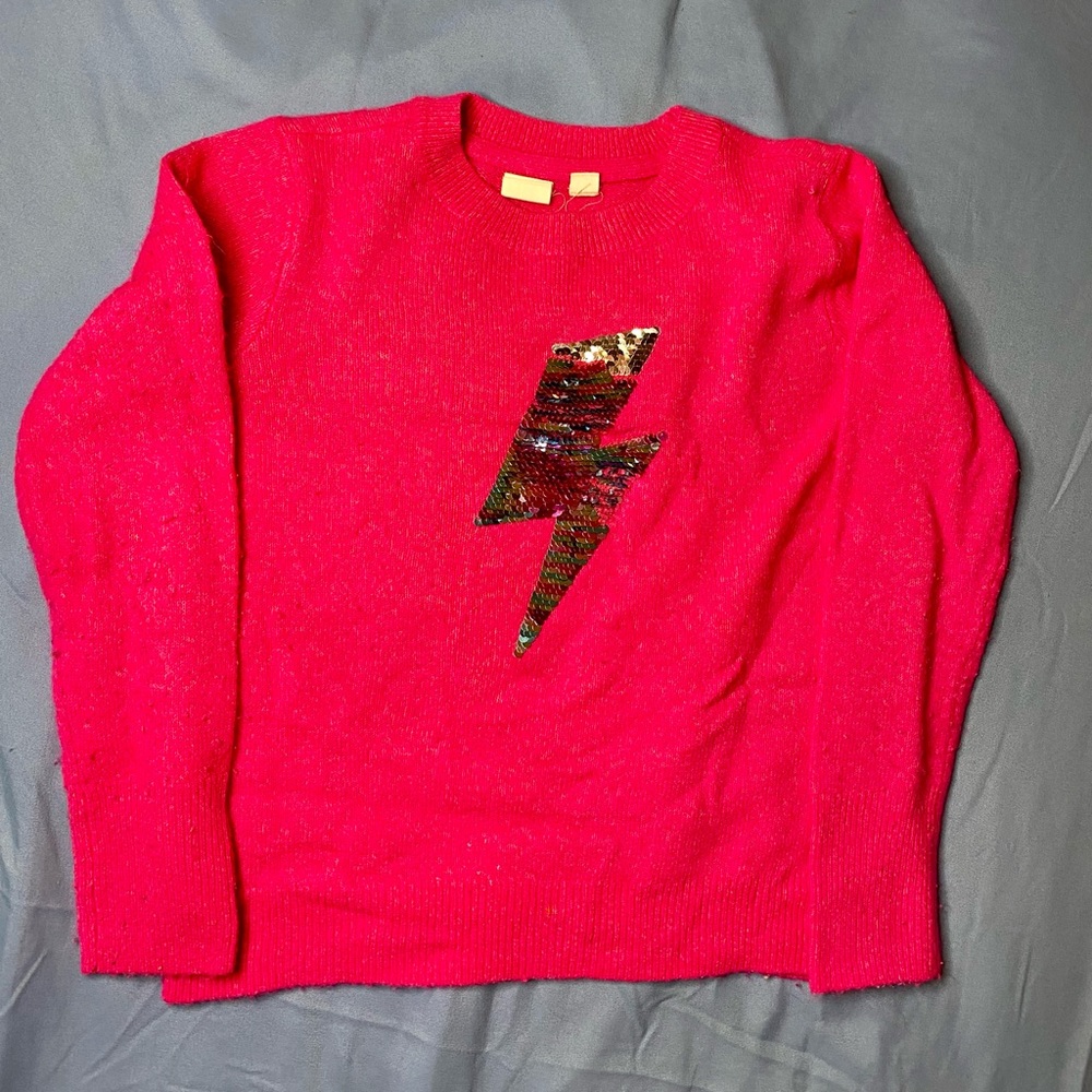 Girls Pink Swearer. Lighting Glitter Icon. Size (small) - GAP Kids